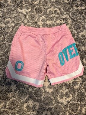 Overtime Pink Mesh Athletic Shorts with Turquoise Accent youth large
